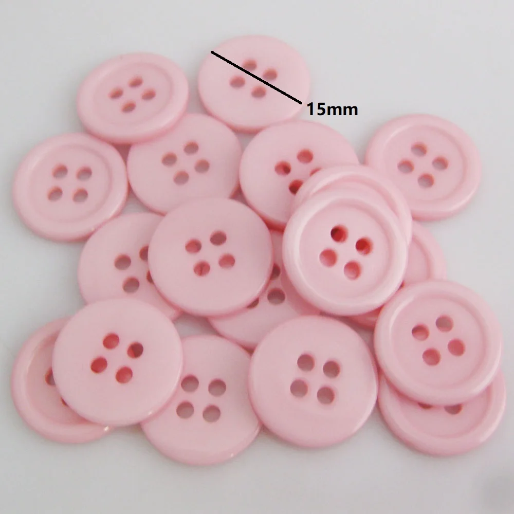 NBNOEN 100Pcs Light Pink Colors Shirt Buttons 9mm 12.5mm 15mm Children Clothes Accessories