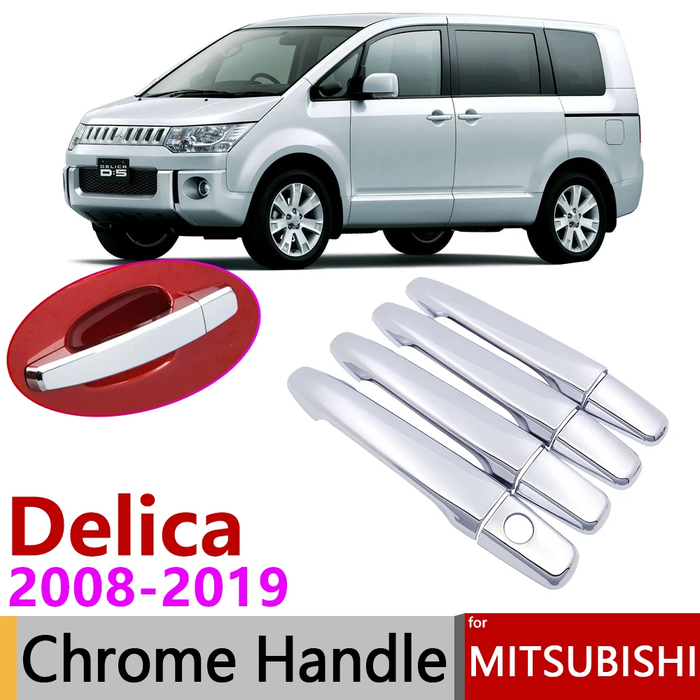 

for Mitsubishi Delica 2008~2019 Chrome Door Handle Cover Car Accessories Stickers Trim Set 2009 2010 2011 2013 2015 2017 2018