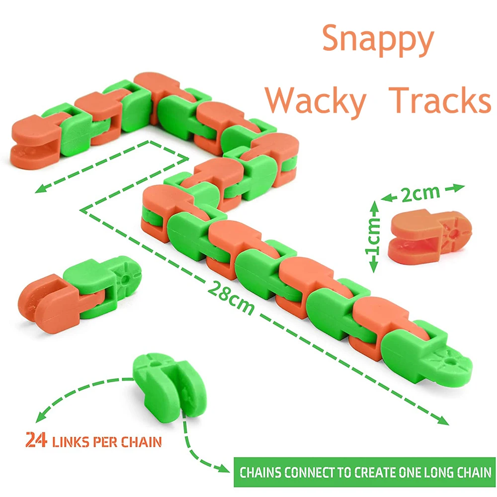 24 Links Wacky Tracks Fluid Wrist Joints Vent Fidget Sensory Toys Snake Puzzle for Stress Relief Party Bag Fillers Party Favours