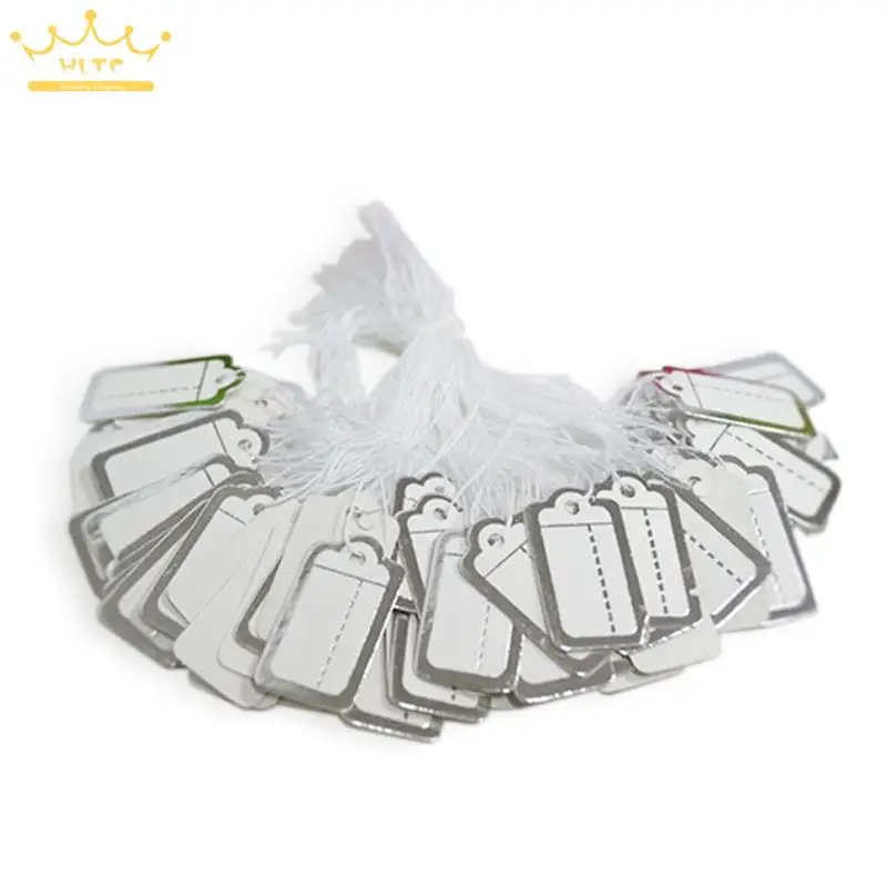 100pcs/50pcs Jewelry Strung Pricing Price Tags with String Gold Merchandise Cloth Label Price Label