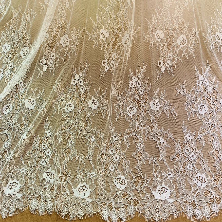 150CM Wide(Height) Subtle High Quality Eyelash Chantilly Lace Fabric DIY Handcraft Lace Material Sewing 3 Meters