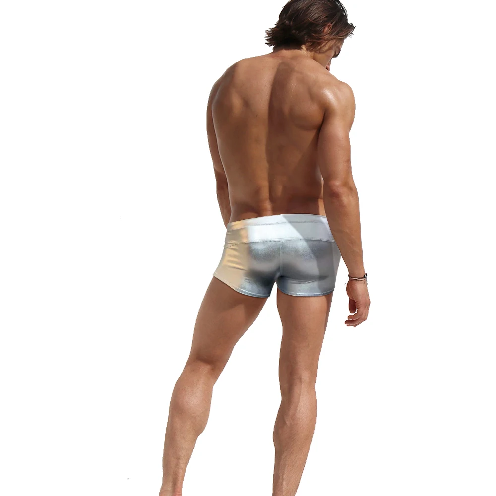 New Mens Nylon Swimming Trunks Sexy Shining Bathing Suit Sponge Cup Push Up Swimwear Fashion Male Sport Beach Surfing Briefs