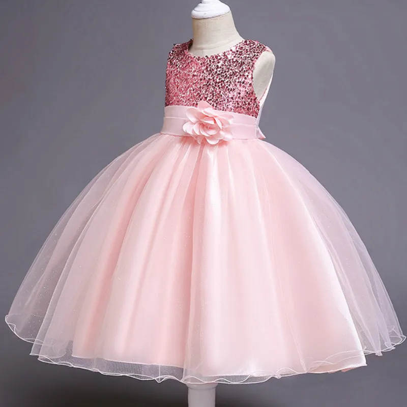 Baby Girls Sequins Flower Party Tutu Dress Clothes Children Girls Wedding Birthday Dress Clothing Infant Kids Christmas Costume