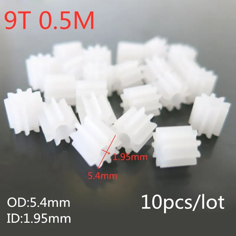 

10pcs 0.5M Plastic Spur Gear Apeture 2mm 1.95mm 9T 9 teeth Motor Small Gear DIY Helicopter Robot Car Quadcopter Spare Parts