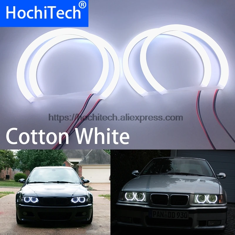 HochiTech For BMW E36 E38 E39 E46 3 5 7 Series Xenon Headlight car styling Milk White light car SMD LED Angel Eyes ring Kit