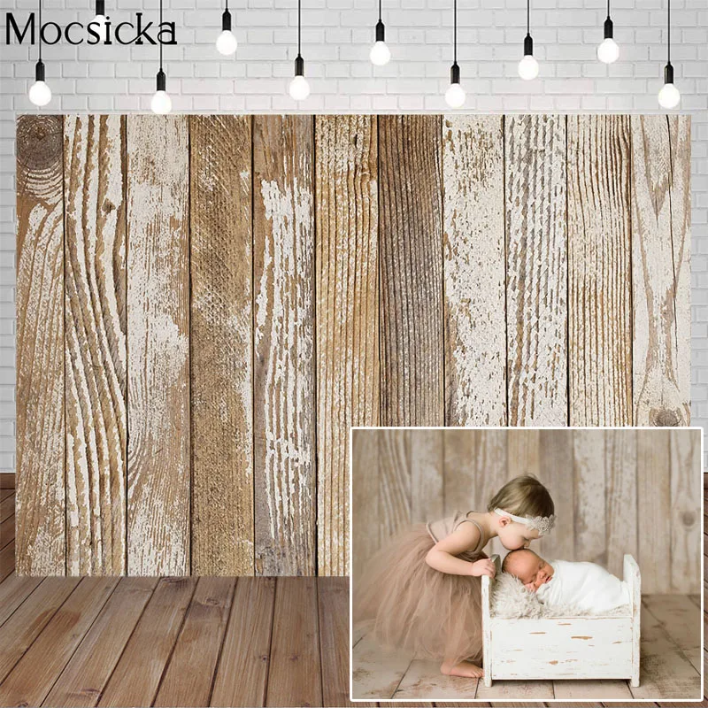 

Brown Wood Board Backdrop Texture Frame Wooden Newborn Baby Portrait Photography Background For Photo Studio Photophone Shooting