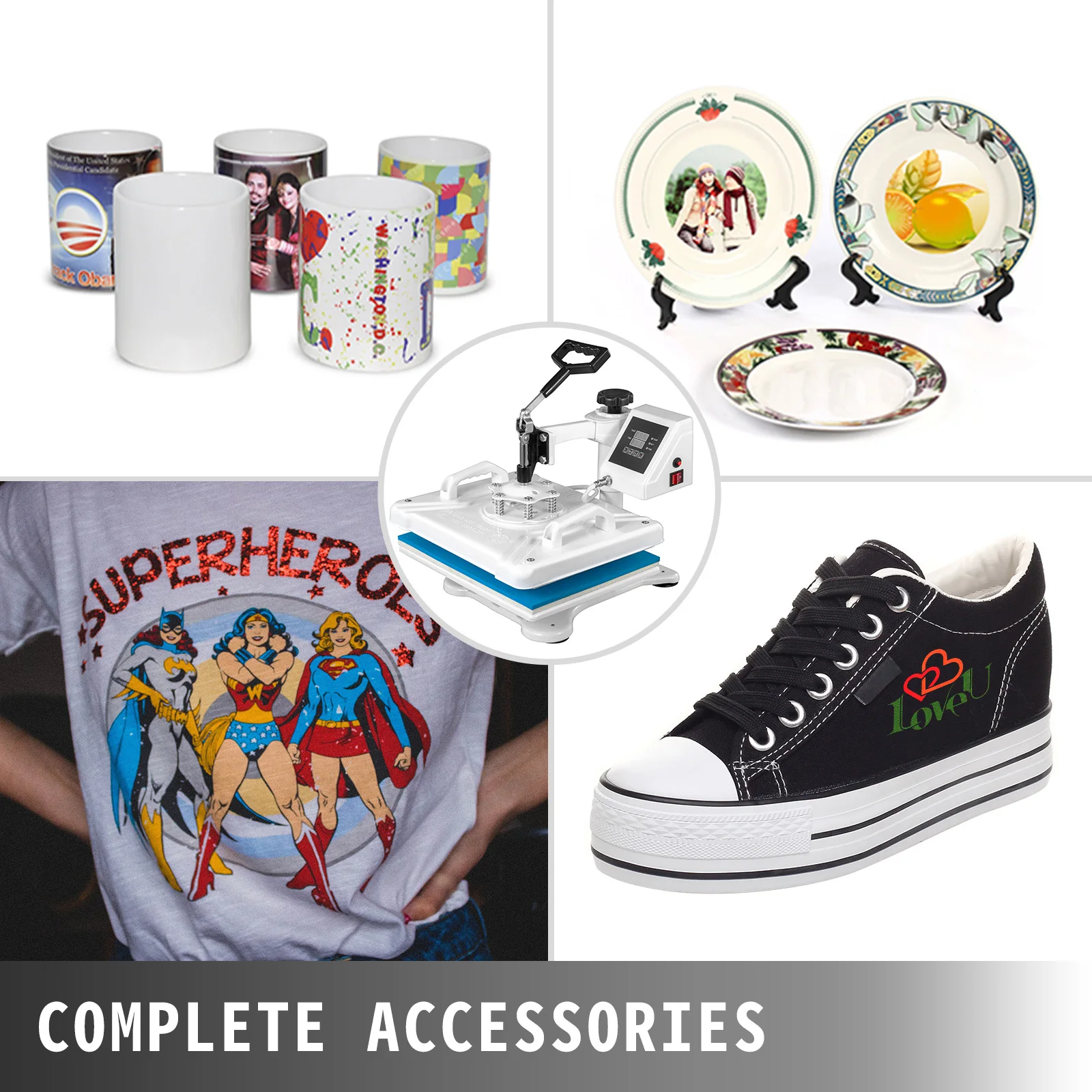 VEVOR 12X15 Inch 5 in 1 Heat Press Machine Transfer Heating Coils Sublimation Rotation Swing for T-Shirts Cap Mug Plate Shoes