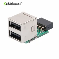 kebidumei Motherboard USB 2.0 9Pin Female 2 Port A Female Adapter Converter Motherboard PCB Board Card Extender Internal PC