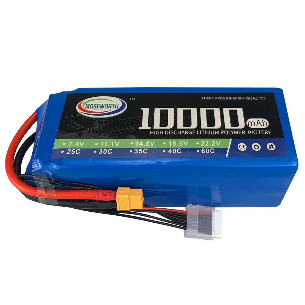 Rechargeable LiPo Battery 6S 22.2v 10000 12000 16000 22000mAh 25C For RC Aircraft Ducted Airplane UAV Drone XT90 AS90 AS150