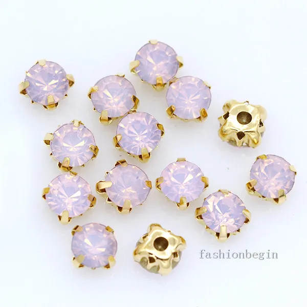 100pcs 5mm crystal glass glue on Sew on Rhinestones Gold cup Claw chatons Montees button loose beads DIY shoes Bags clothes trim