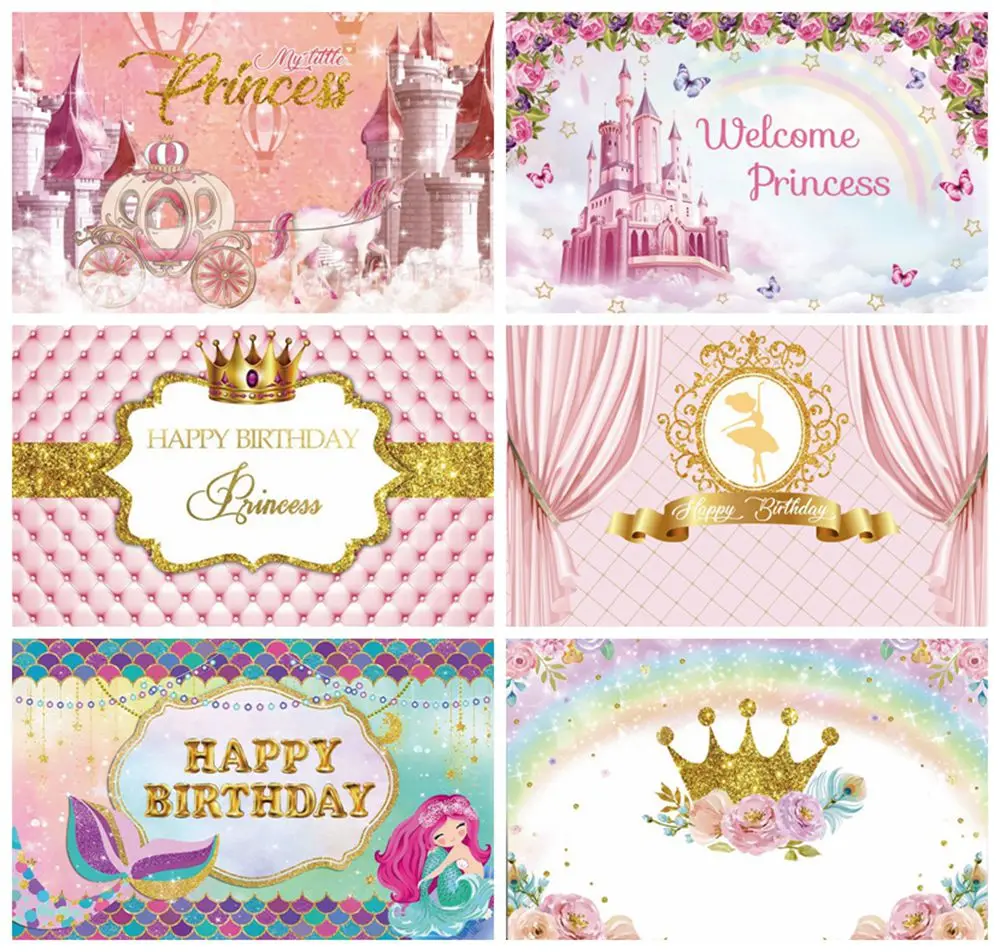 Princess Backdrop For Photography Castle Unicorn Carriage Newborn Baby Shower Girl Birthday Party Customized Photo Background