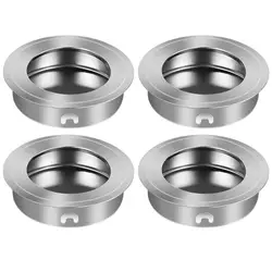 4Pcs 35Mm Stainless Steel Recessed Flush Pull Handle Round Cabinet Door Drawer Slide Handlebar Puller Fastener Fitting Hardware