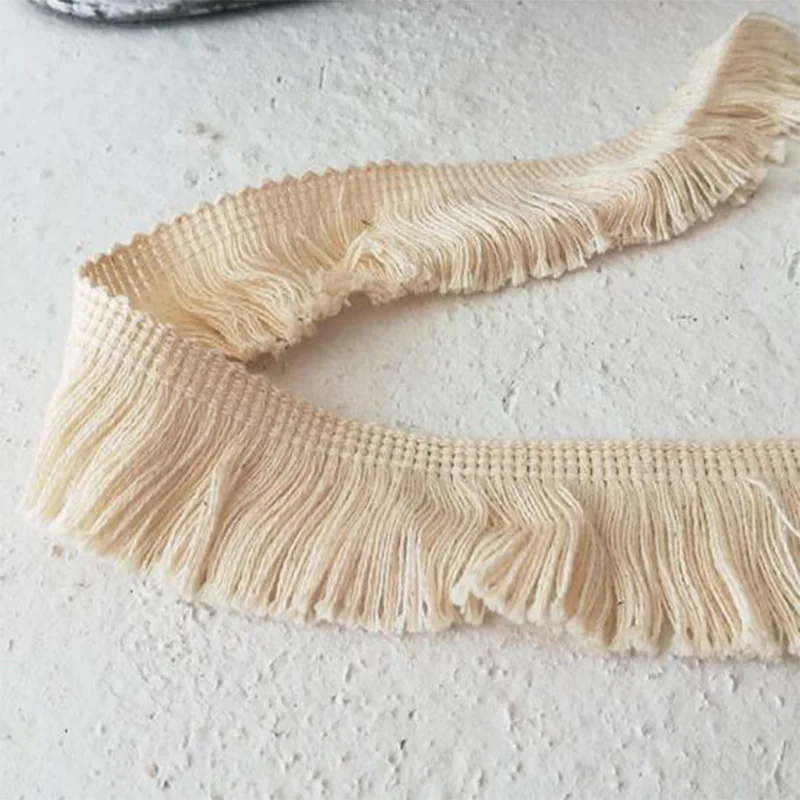 3CMWide New Fashion Beige Embroidery Flower Lace Fabric Trim Ribbon DIY Sewing Applique Collar Fringe Tassel Guipure Dress Decor