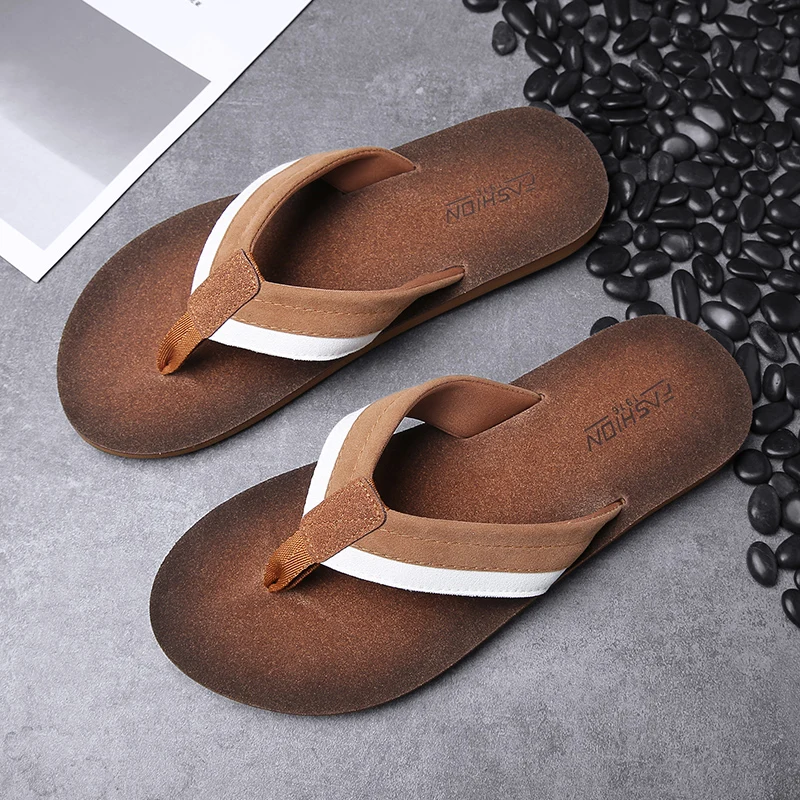 Summer High Quality Slipper Men Hot Sale Toe Sandals Thick-soled Men Slipper Flip Flops Indoor platform shoes Beach Plush PU 802