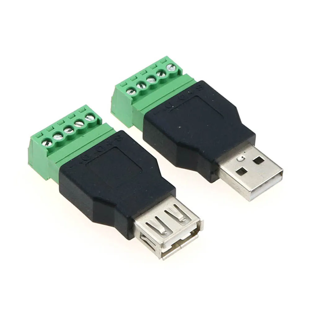 1PC USB อะแดปเตอร์ USB หญิงถึงขั้วต่อสกรูปลั๊ก USB Shield ปลั๊กคอนเนคเตอร์แจ็ค USB 2.0หญิงสกรู terminal