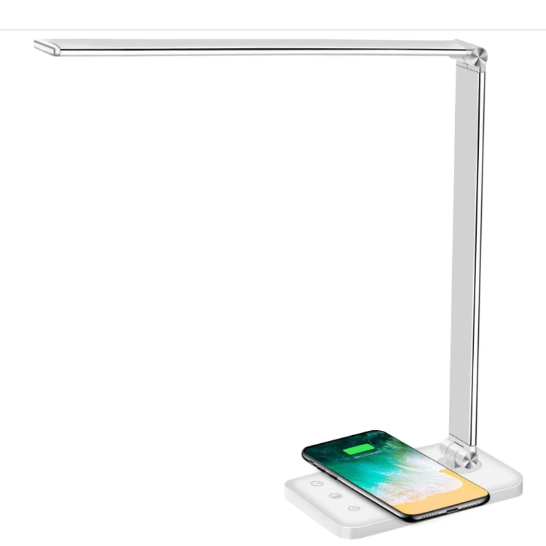 Multifunctional LED Desk Lamp with Wireless Charger, USB Charging Port, 5 Lighting Modes, 5 Brightness Levels, Sensitive Control