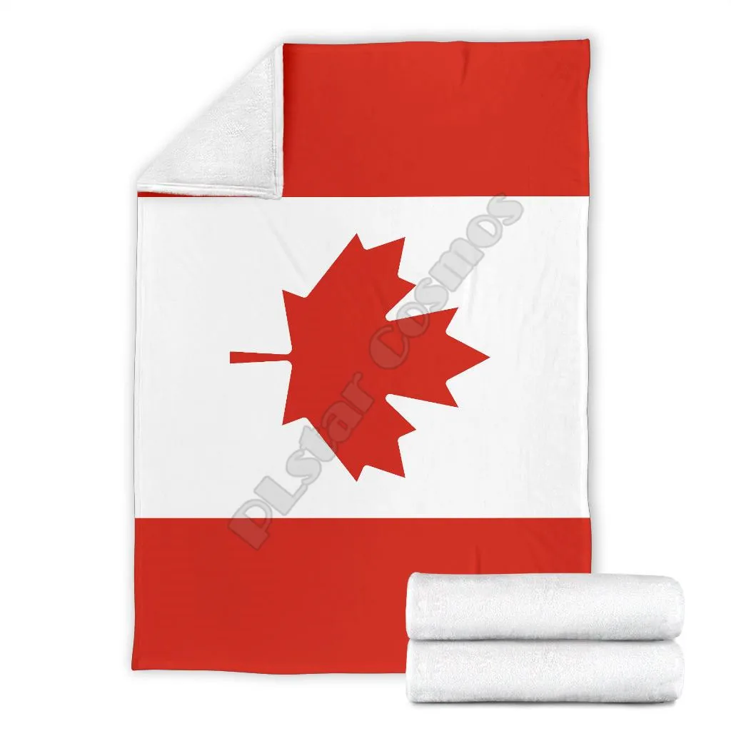 

Canadian Flag Fleece blanket dog printed Wearable Blanket Adults For Kids Warm Sherpa Blanket