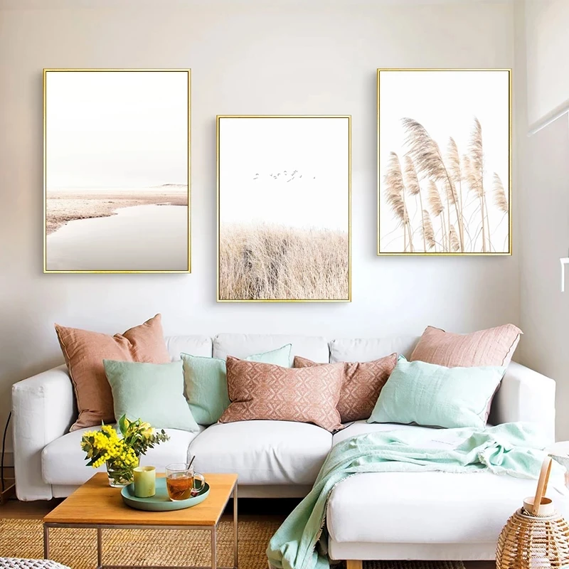 Landscape Nature Plant Reed Wall Art Nordic Field Style Posters and Prints Canvas Painting Decoration Pictures for Living Room