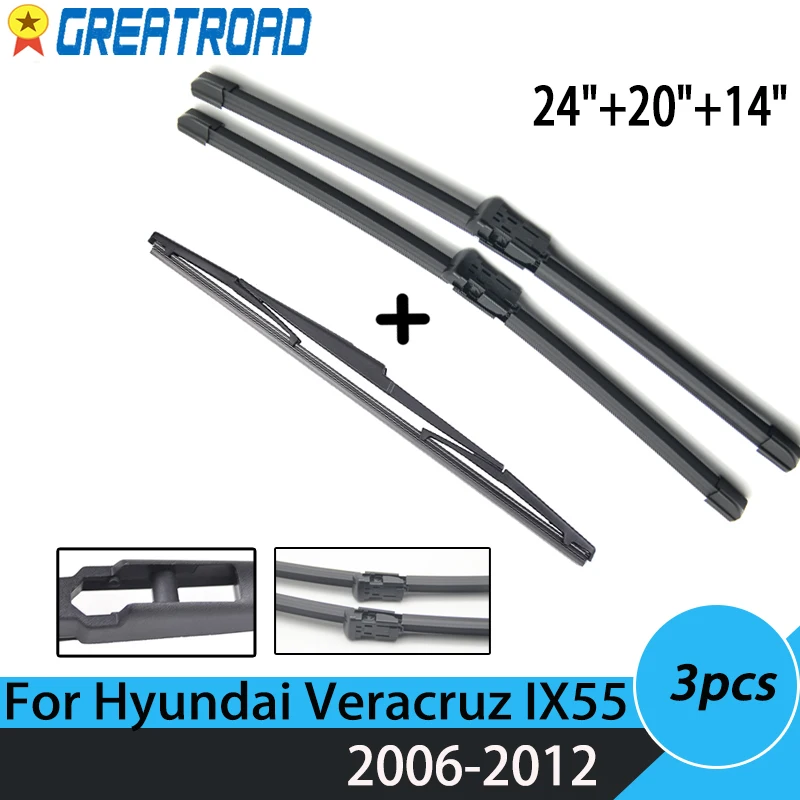 Wiper Front Rear Wiper Blades Set For Hyundai Veracruz IX55 2006 - 2012 Windshield Windscreen 24