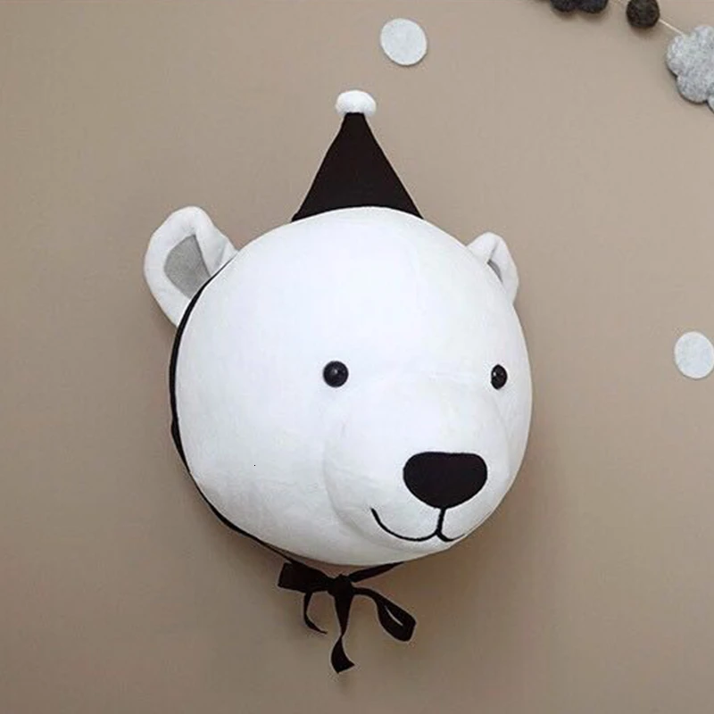 Jouets en peluche animaux de dessin animé chien, têtes d'animaux 3D, éléphant cerf licorne, décoration murale suspendue pour chambre de bébé fille, nouvelle collection 2020