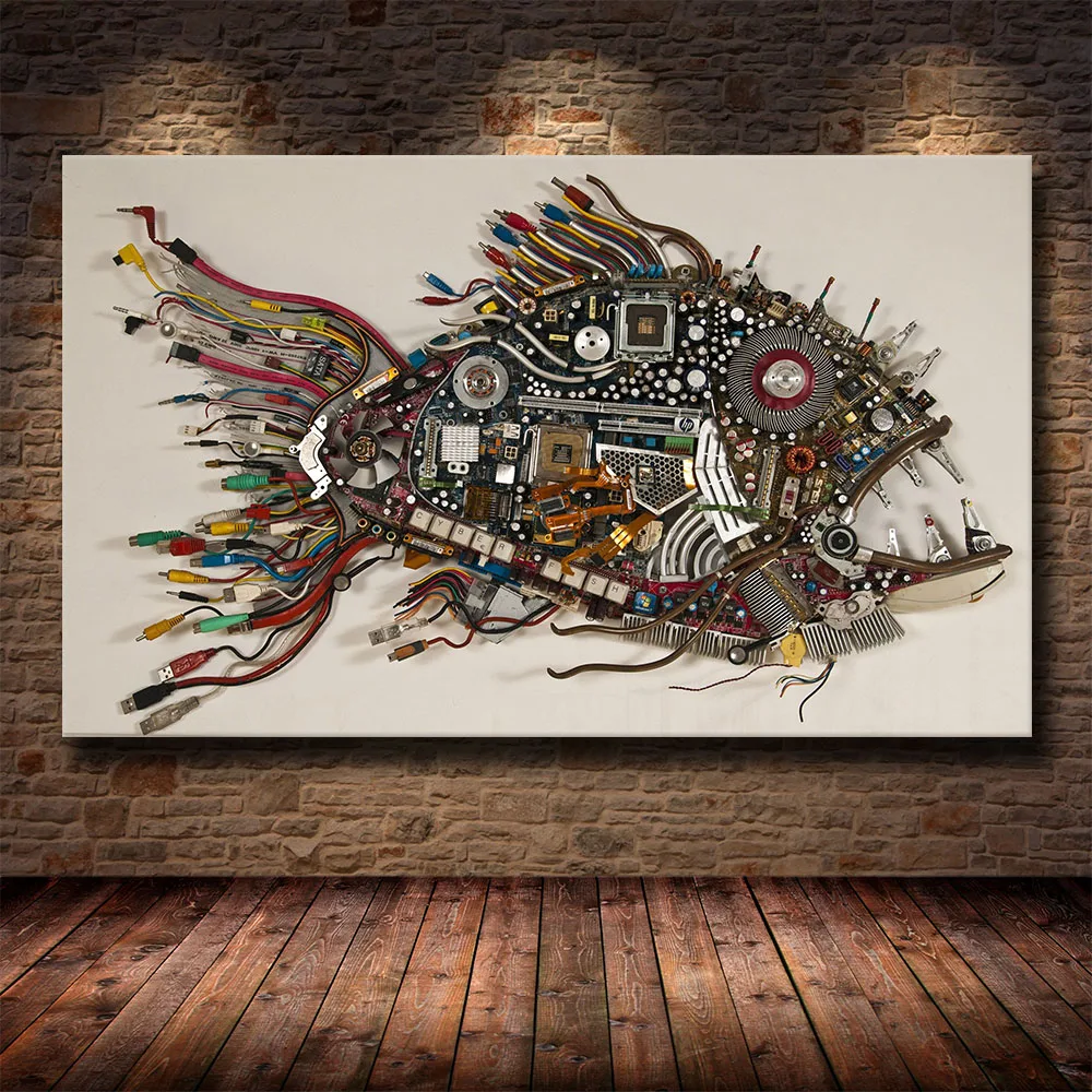 

Piranha Creative HD Print Canvas Painting Decorative Painting Living Room Bedroom Decoration Assembled By Modern Art Parts