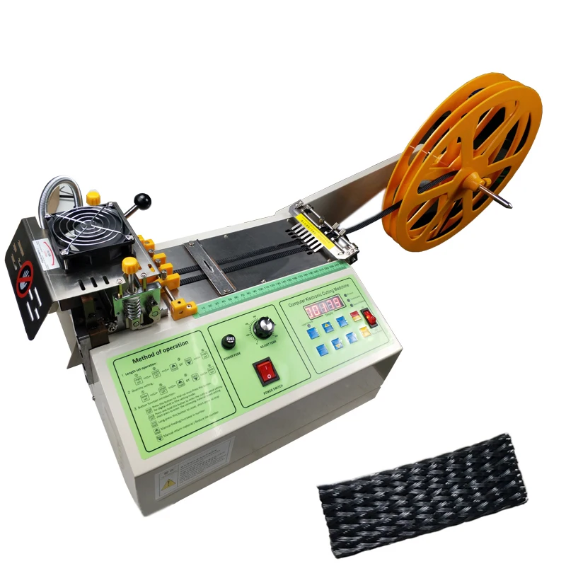 HS-T100 Automatic Cutting Machine Heat Shrink Tube Cutting PVC Rubber Plastic Hose Braided Sleeve Cutting Machine