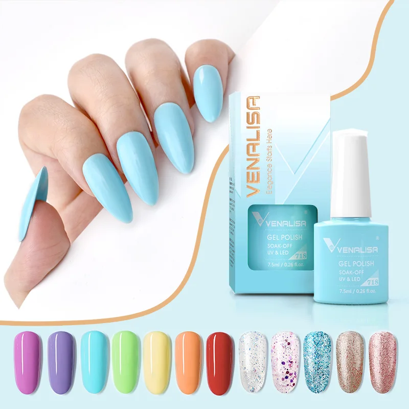 Color Chart for Venalisa VIP3 7.5ml Gel Nail Polish Glitter Colors Nail Manicure Glitter Gel Nail Varnish Soak Off Gel Lacquer