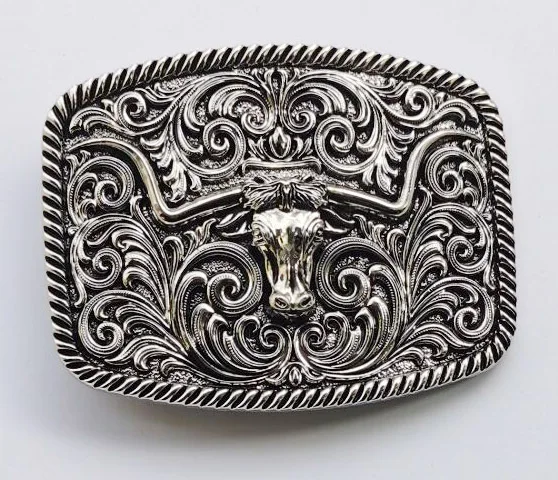 3D Texas Bull Western Cowboys Flowers Belt Buckle suitable for 4cm wideth snap on belt with continous stock