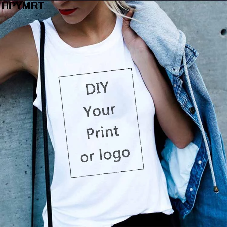 Customized Your favorite pattern or logo Printed Leisure Tank Tops Summer Women DIY White Vest Harajuku Female Tops sleeveless