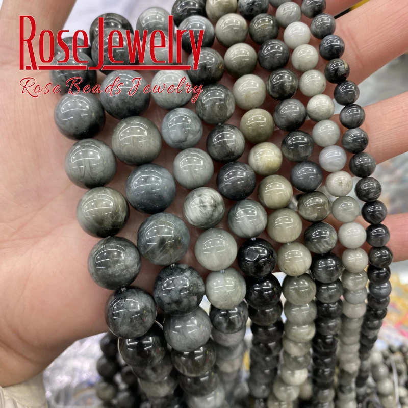 A+ Natural Eagle Eye Stone Beads Round Loose Spacer Beads 6/8/10/12 MM For Jewelry Making Diy Bracelets Accessories 15'' Strand