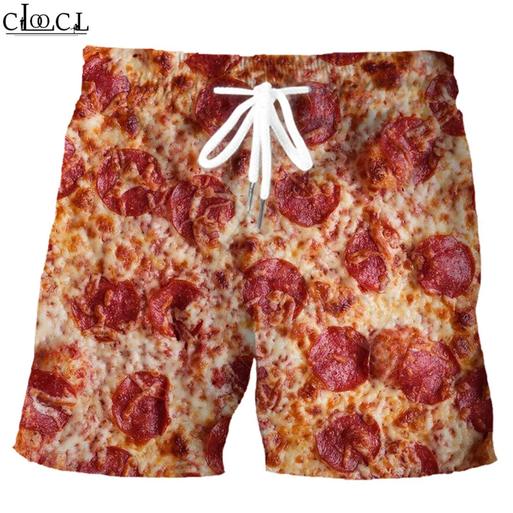 Men Shorts Gourmet Instant Noodles Sausage Pizza 3D Print Sports Shorts Fashion Hip Hop Streetwear Casual Beach Shorts