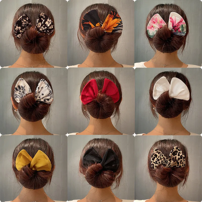 New Knotted Deft Bun Hair Bands Flexible Printed Hair Clips Dresses Women Hair Accessory Twist Clip Hair Making Tool Hair Curler