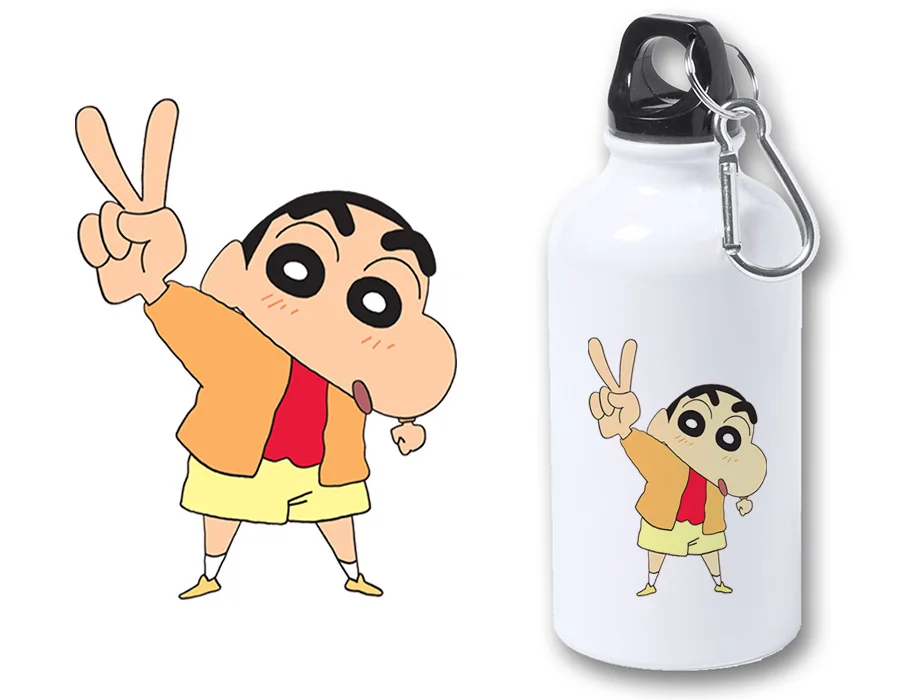 MERCHANDMANIA BIDON METALICO 400ML SHINCHAN ANIME for children bottle metal travel sport picnic fishing custom hunting