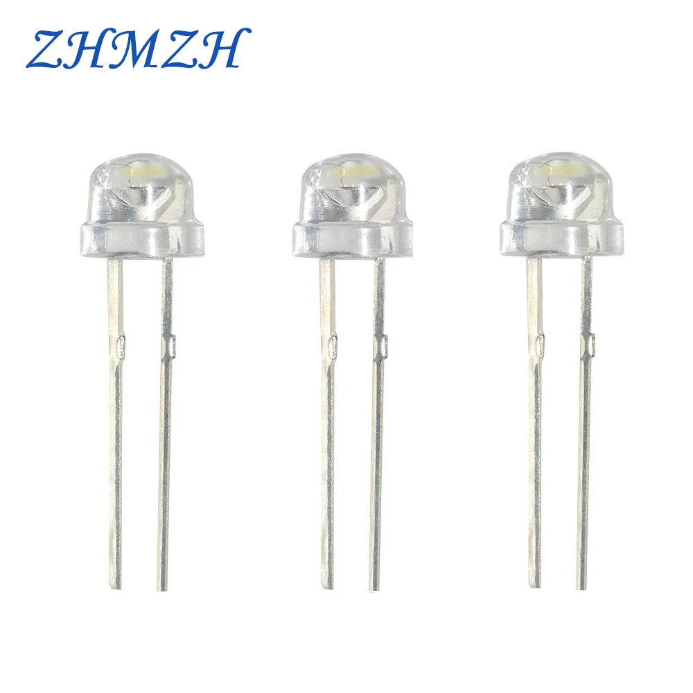 ZHMZH 100pcs/Lot High Brightness LED Straw Hat Lamp Bead Light-emitting Diode DIY Light Beads 5mm Light Emitting Diodes (LEDs)