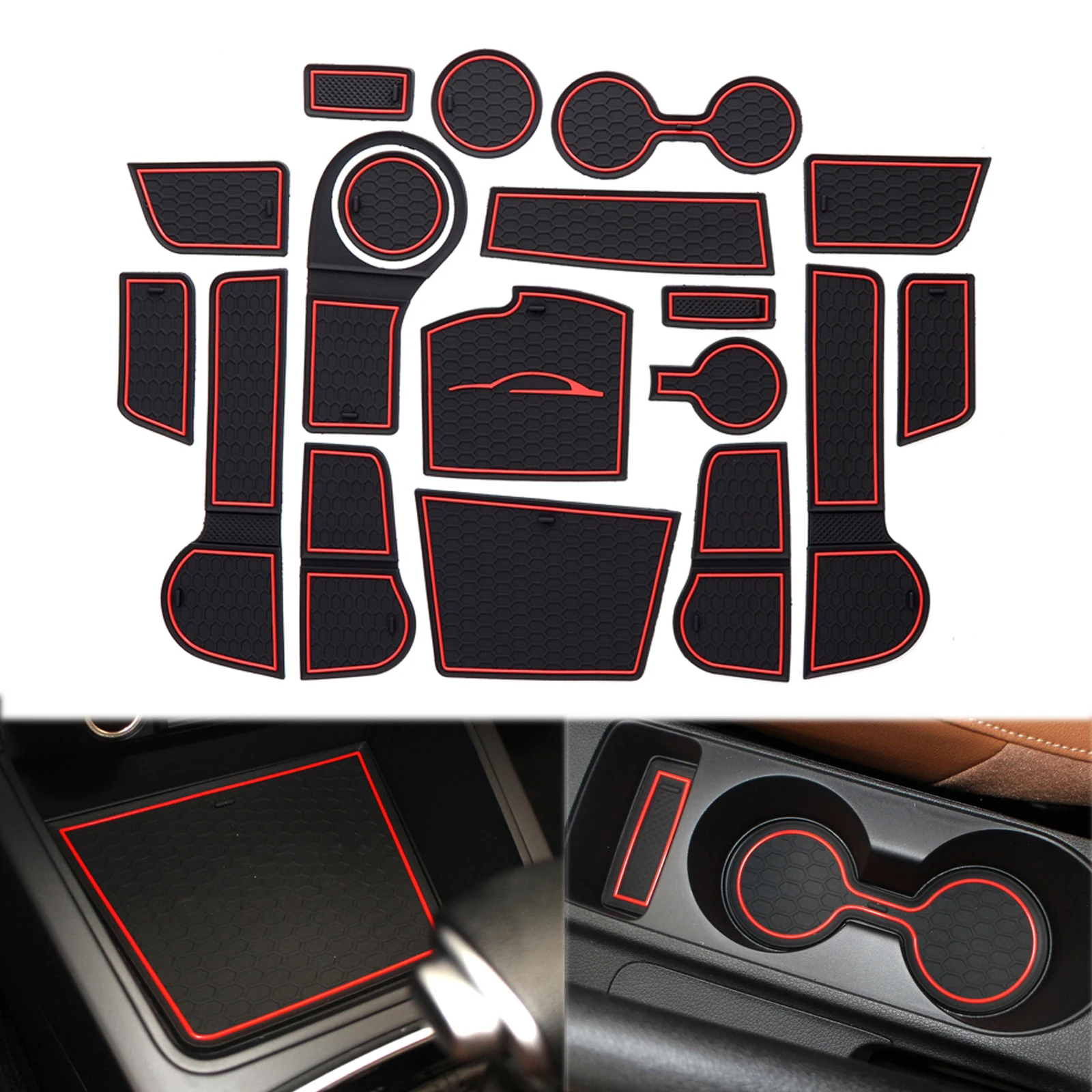 for Kia Rio 4 X-Line 2017 - 2022 Anti-Slip Gate Slot Cup Mat Non-slip Pad Interior Accessories 18pcs/Set