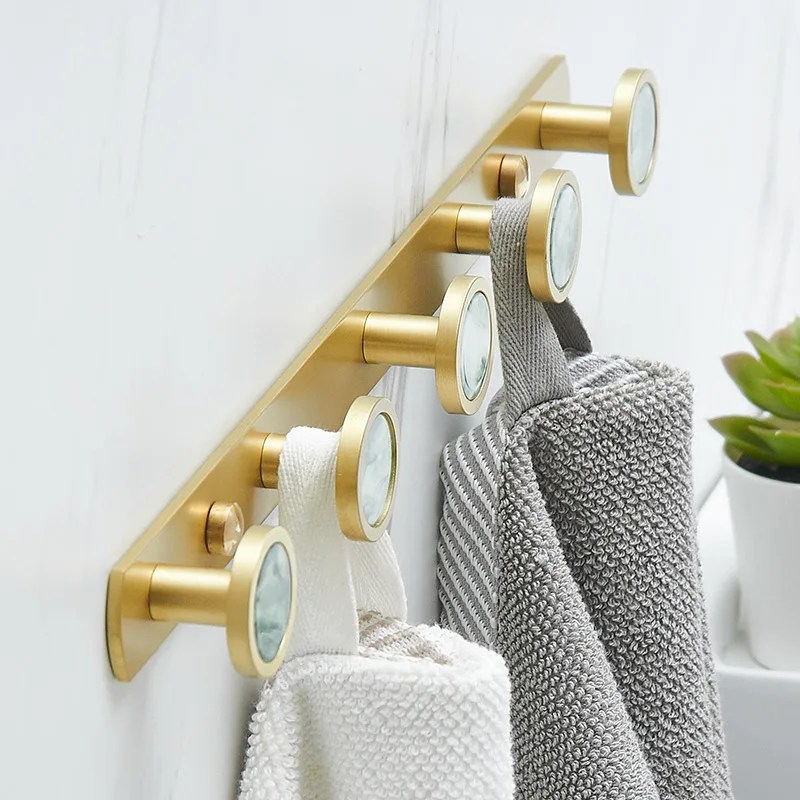 New Arrival Brass bathroom robe hooks clothes hooks bathroom hardware accessories kitchen hangers Brush gold  Acrylic