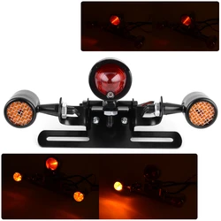 Universal Tail Motorcycle License Plate LED Light Frame Holder Rear Turn Signal Light Bracket Mount Accessory For Harley Honda
