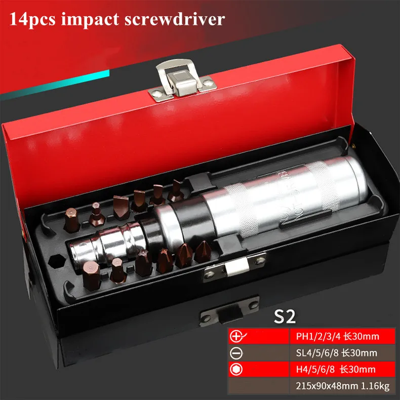 Hand Manual Reversible Impact Driver Set Extractor-16PCS Impact Screwdriver S2 Steel Much More Durable Disengage Rusted Fastener