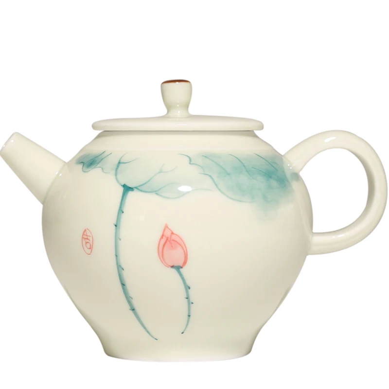 PINNY 150ML Porcelain Hand Painted Lotus Teapot Chinese Kung Fu Tea Pot Pigmented Ceramic Drinkware