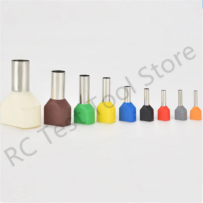 100PCS TE0508 Doppel Rohr 0.5 ~ 6.0 ² Kalten Gedrückt Ende Doppel Draht Rohr Geformt Isolierte Rohr Terminal