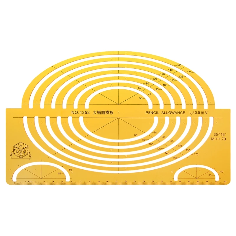 Règle de gabarit en résine K, pochoir outil de mesure pour dessiner plusieurs tailles de cercles ronds QX2B