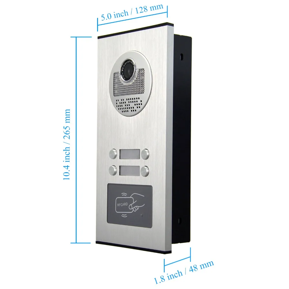 4 Units Apartment intercom system Video Door Phone Door Intercom Aluminum Alloy Camera 7" Monitor video Doorbell 5-RFID Card