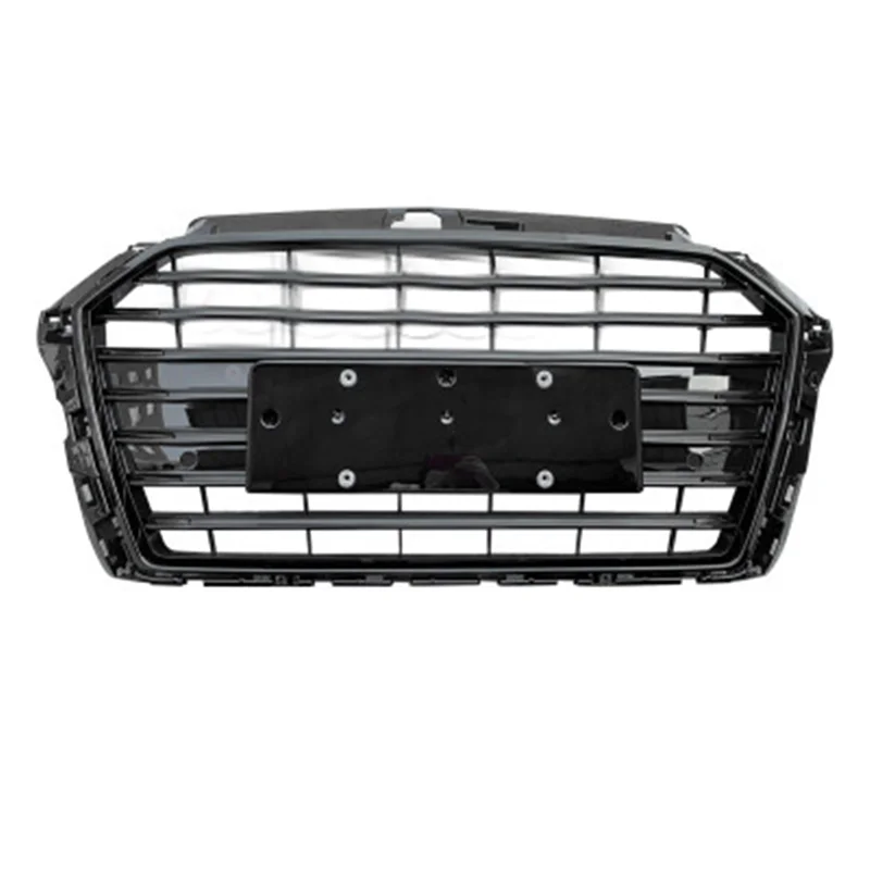 Pure Black Front Grille For Audi A3 8V 2017 2018 2019 2020 Upgrade S3 Style Car Styling ABS Material Hood Grills with Emblem