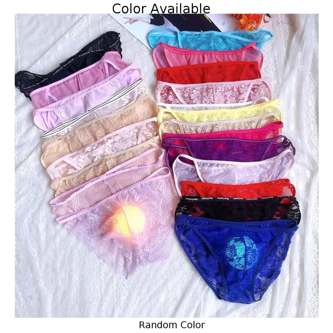 Men Lace Sheer Briefs Sexy Sissy Pouch G Strings Micro Bikini Thongs See Through Underwear Perspective Intimates Underpants Gays