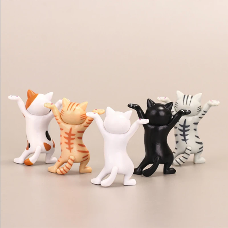 5pcs/set Enchanting Cat Pen Holder Black Cat Carrying Coffin Bracket Cute Decoration Animal Statue Handmade Home Decor Cat Dolls