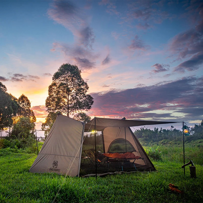 OneTigris SOLO HOMESTEAD CAMPING TENT Single Shelter With Tent Poles for Bushcrafters & Survivalists Hunting Hiking