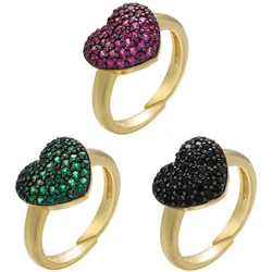 ZHUKOU 1 piece 2021 NEW black heart women rings gold color crystal Couple ring Minimalist fashion wholesale Jewelry VJ63