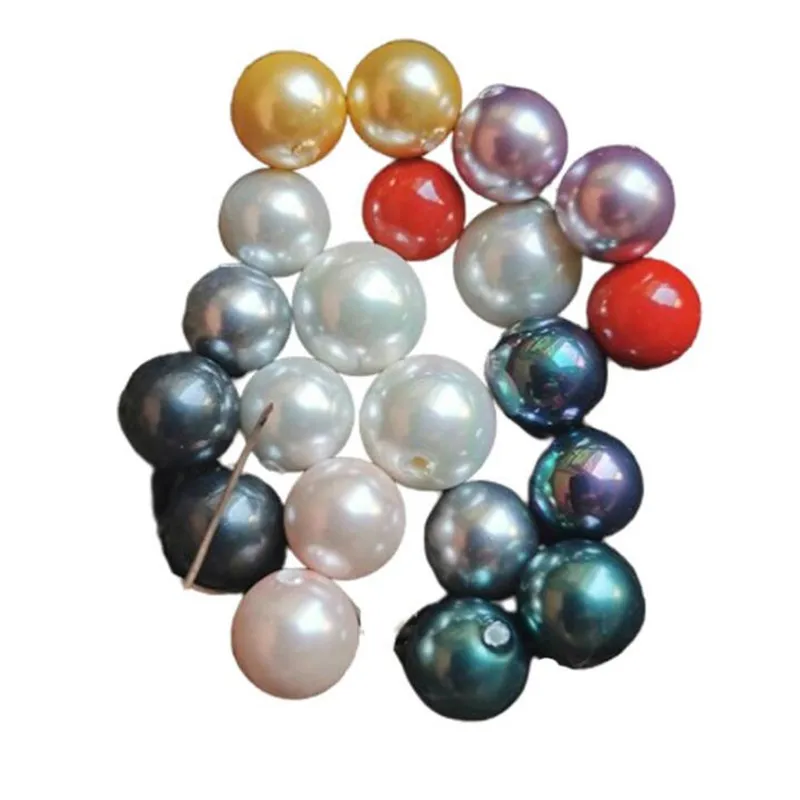 10pcs 1Bag Half Hole Natural Freshwater Shell Pearl Spacer Loose Beads for 8/10/12/14mm fits DIY Earring Pendant Jewelry Making