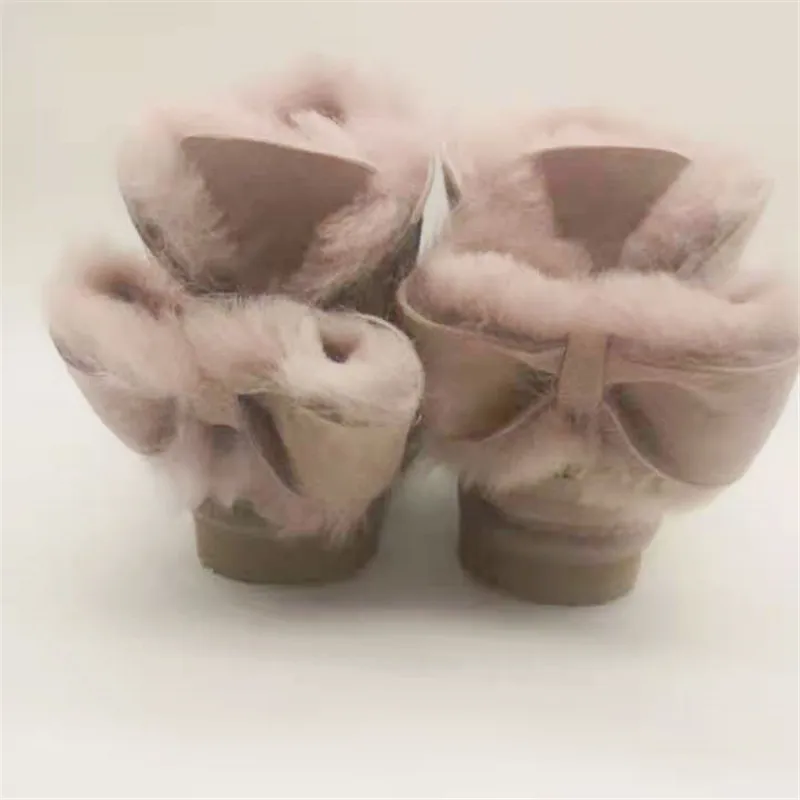 New Warm 2023 New Real Sheepskin Handmade Waterproof Girls Boots Winter Fur Warm Kids Snow Boots For Girls Brand Children Shoes