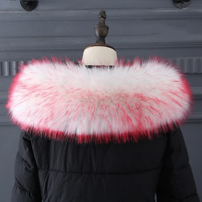 Women's Raccoon Faux Fur Collar Winter Warm Coat Jacket Collars Fashion Fur Scarf Shawl Lady's Big Fur Hooded Scarves Gift